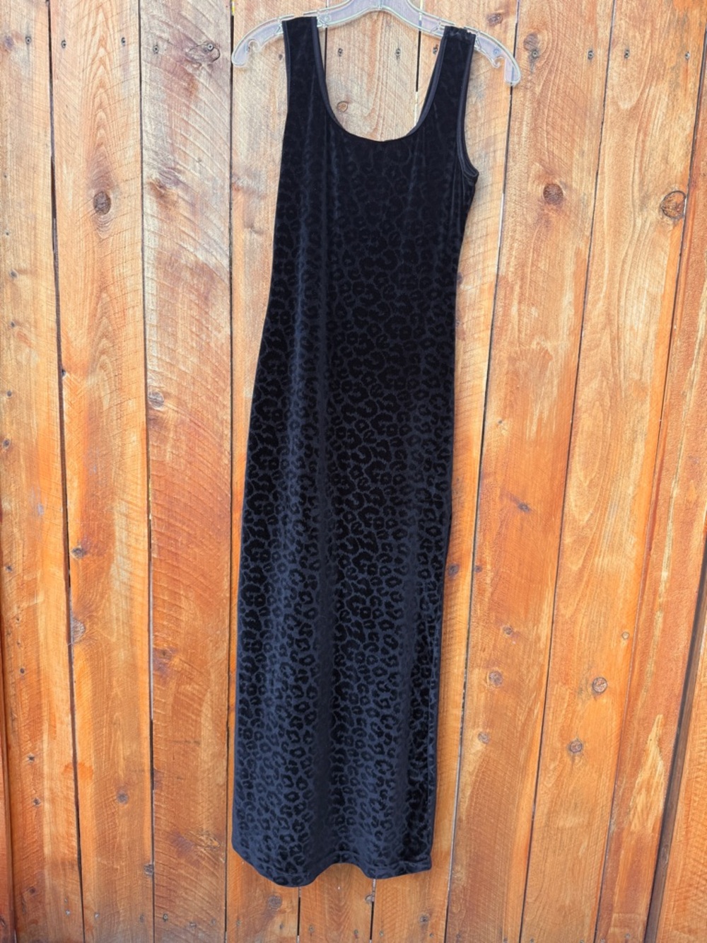 Vintage 90’s Rampage Black Velvet Fit & Drape Leopard Print Dress - Small - Picture 3 of 12